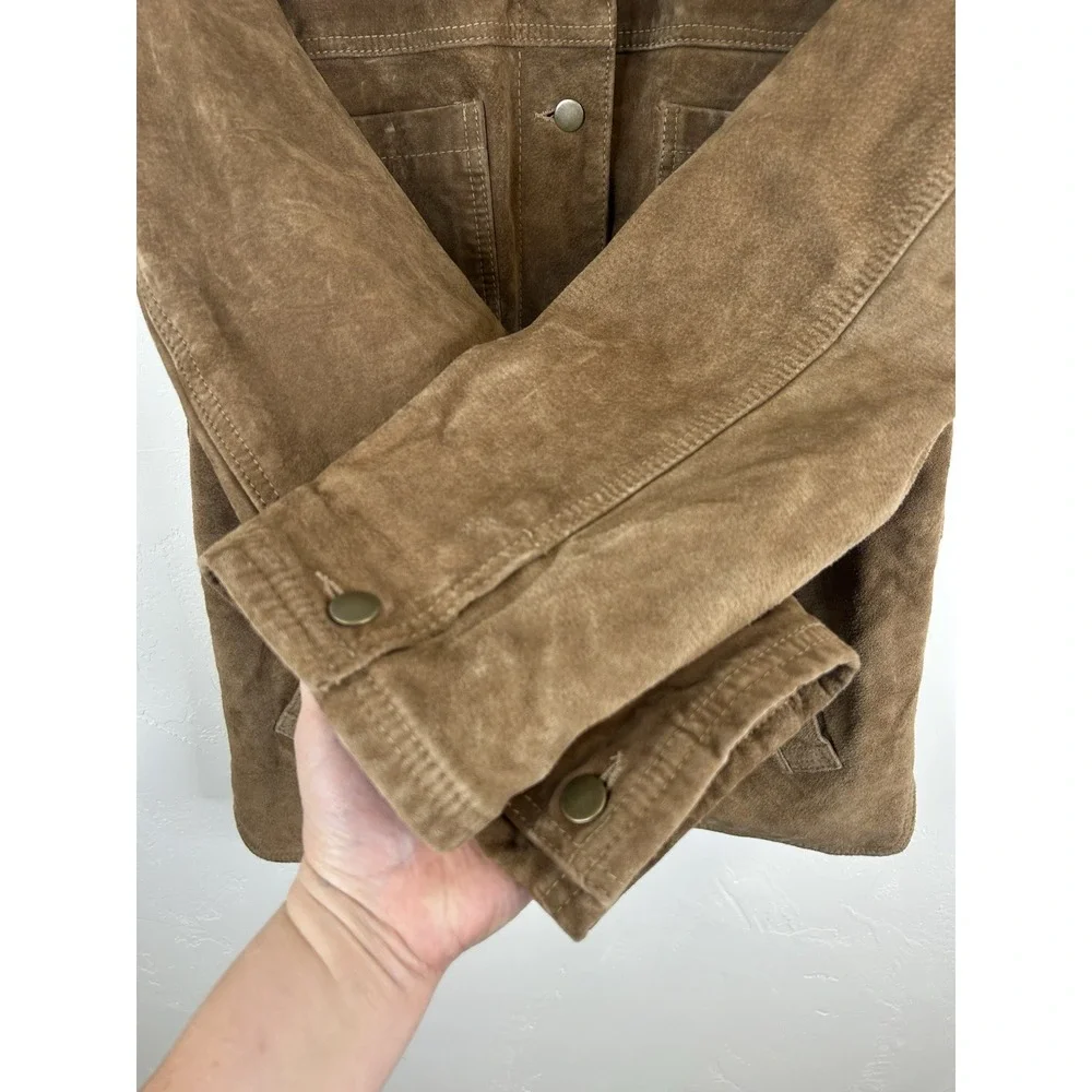 Ranch Cabin Leather Suede Brown Vintage Cowboy Cowgirl Jacket Size S USA Made